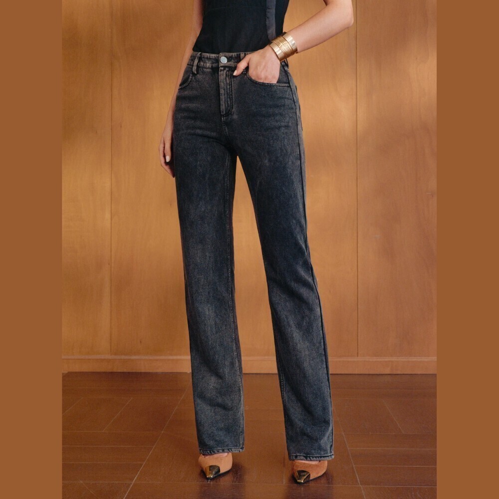 Gray Acid Wash Skinny Trompe L'oeil Knitted Jeans